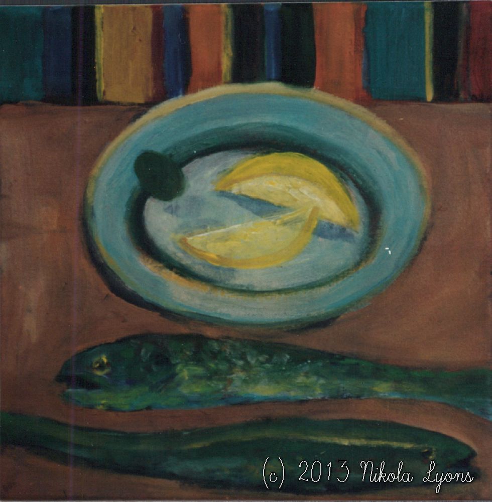 Nikola Lyons: Green Fish On Pink